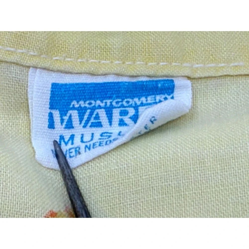 Vintage Montgomery Ward Floral Pillowcase Orange Yellow Muslin Standard 70s